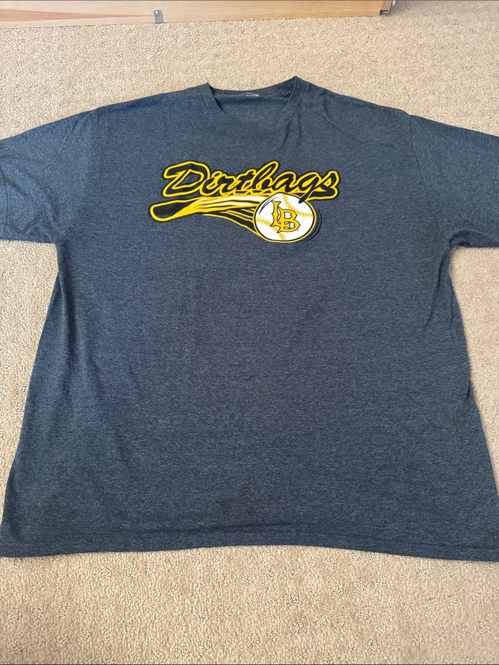 Long Beach State Baseball 'Dirtbags' Graphic Tee with Yellow Baseball Logo